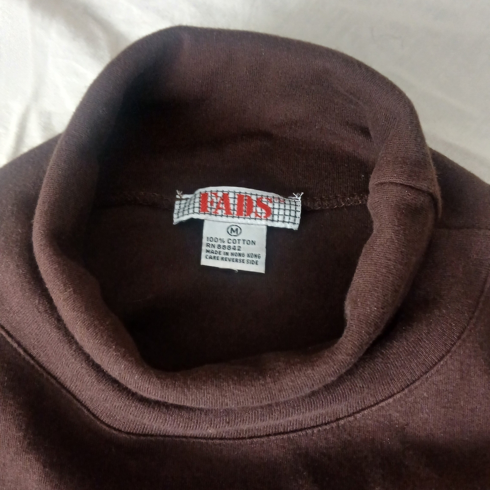 Vintage Fads Chocolate Brown Cotton Knit Midi Turtleneck Dress - Picture 8 of 10